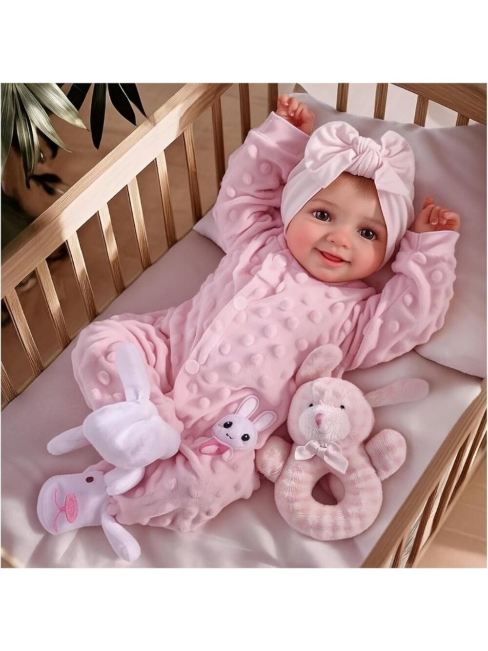 Cute 17" Reborn Baby Doll with Soft Body, Poseable, Accessories & Bottle for